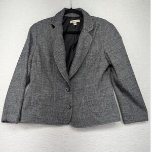 Coldwater Creek Gray‎ Tweed Blazer Womens 14 Two Button Pockets Business Casual